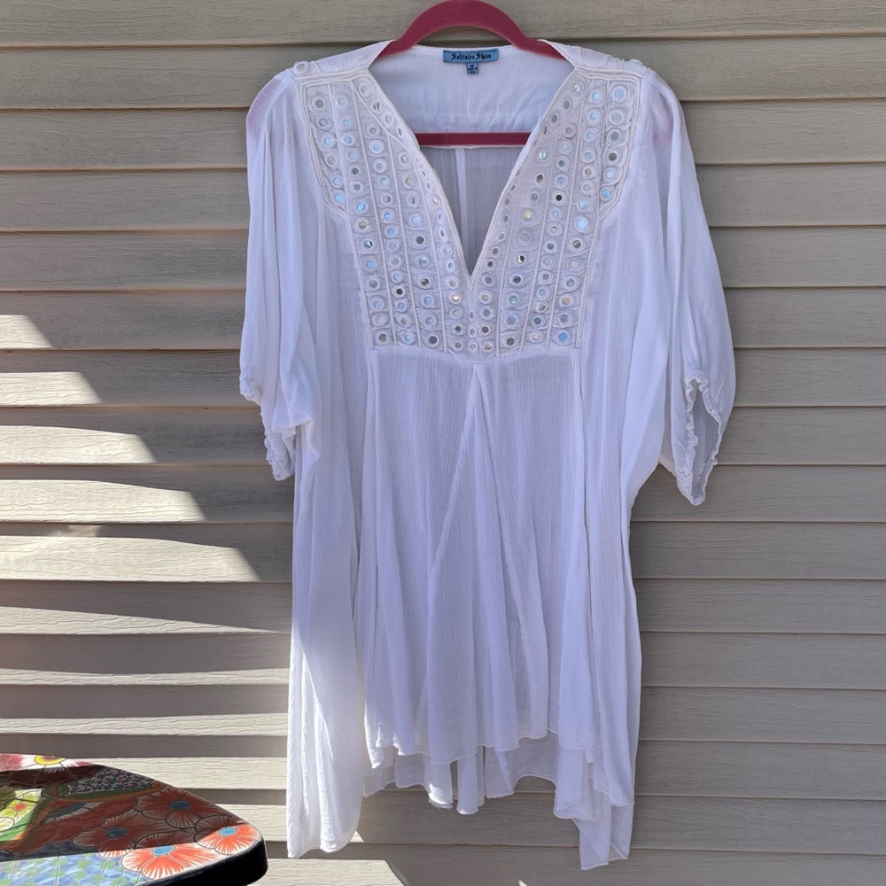 Solitaire Swim White Coverup Size M